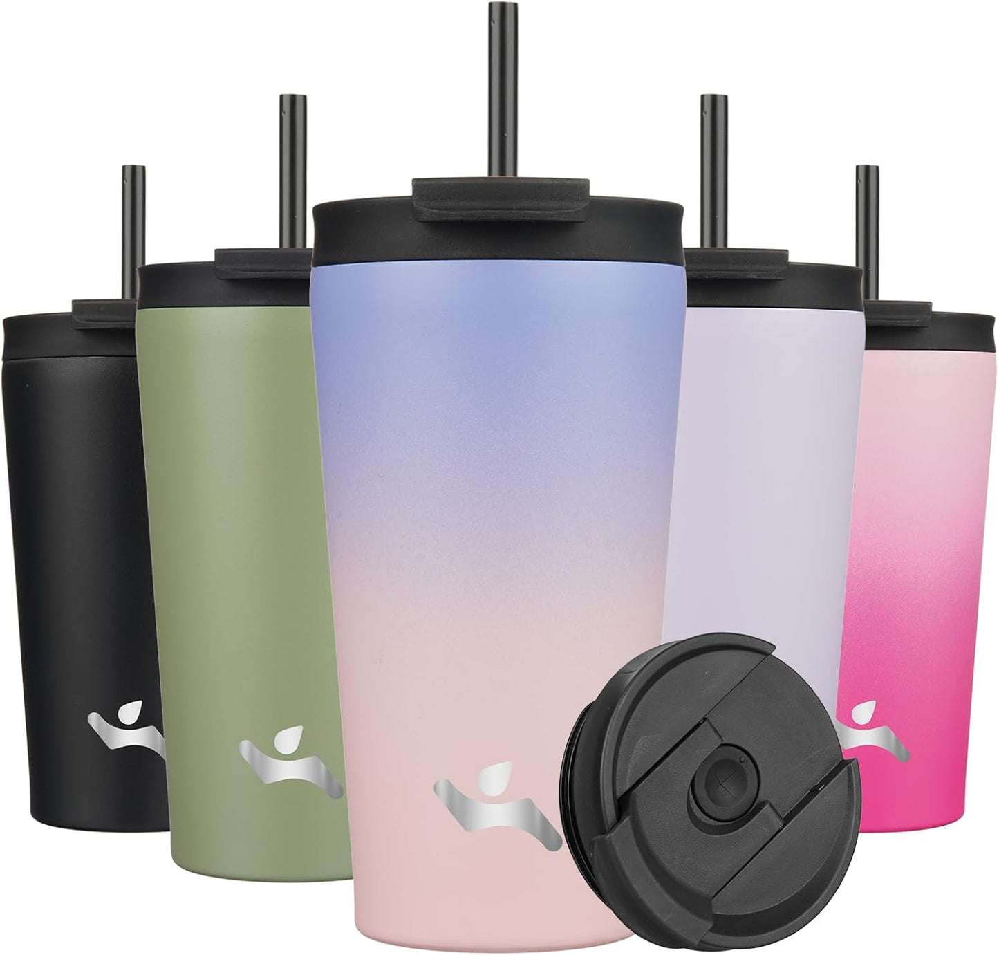 Konokyo 30 OZ Insulated Tumbler with Lid and 2 Straws Stainless Steel Water Bottle Vacuum Travel Mug Coffee Cup,Pastel Sunset