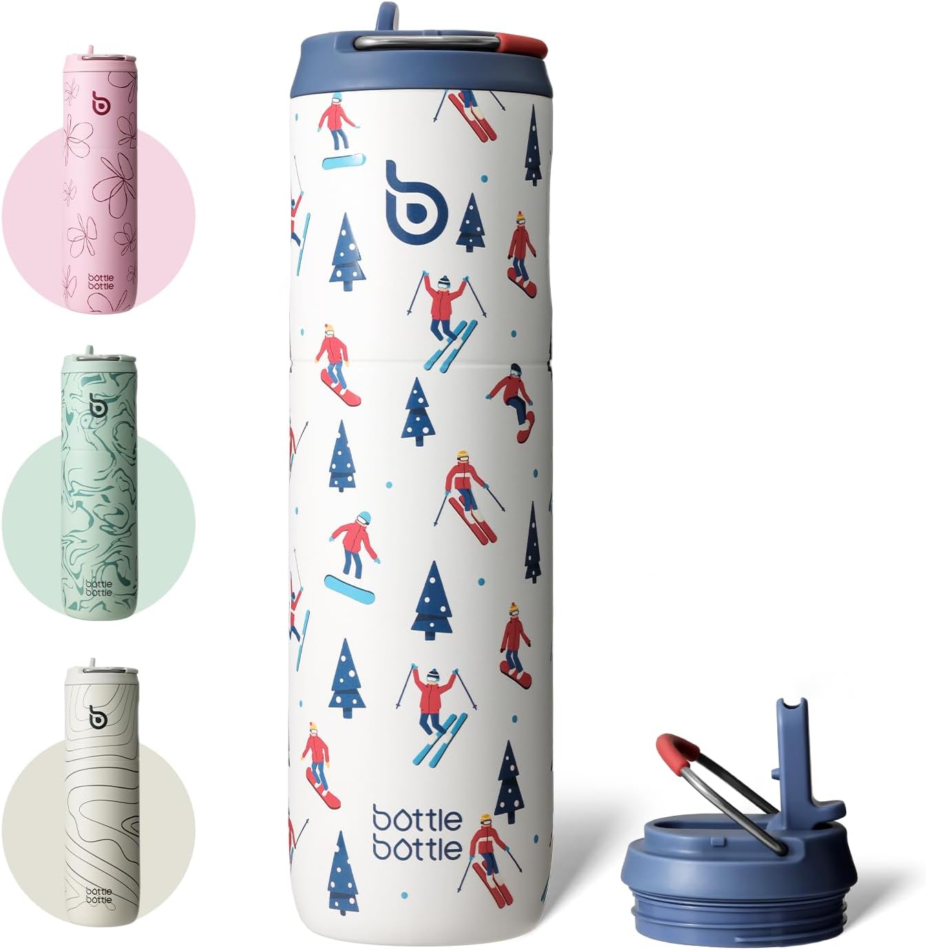 BOTTLE BOTTLE Insulated Water Bottle 24oz with Straw Lid and Handle for Sports Travel Gym Stainless Steel Water Bottles Double-Wall Vacuum Metal Leak Proof BPA-Free