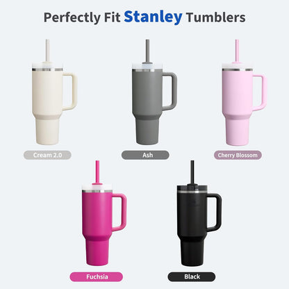 Reusable Silicone Straws for Stanley/Simple Modern 40 oz Tumbler, 12.2 Inch Extra Large Rubber Drinking Straws for 20/30/40/50/64 oz Tumbler, Cleaning Brush