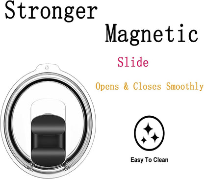 30 oz Tumbler Lids for Yeti, 2 Pcs Replacement Magnetic Spill-Resistant Lids for Yeti 30 oz, 32 oz Tumbler, 14 oz Mug and 35oz Straw Mug with Magnetic Slider Switch, BPA Free