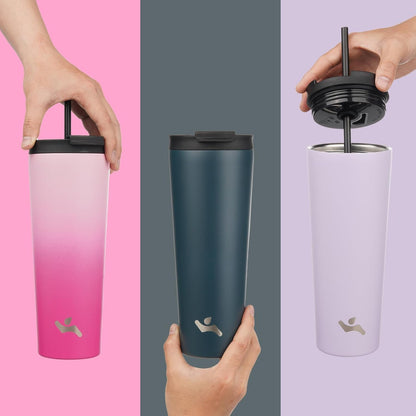 Konokyo 30 OZ Insulated Tumbler with Lid and 2 Straws Stainless Steel Water Bottle Vacuum Travel Mug Coffee Cup,Pastel Sunset