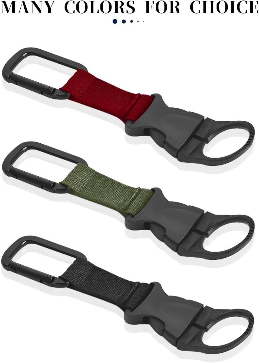 ZXZone 2PCS Bottle Buckle Clip Hanging Buckle Portable Water Bottle Ring Holder Keychain Mineral Water Bottle Clip for Backpack Belt Nylon Webbing Strap for Outdoor Tactical Camping Hiking(D,Green)