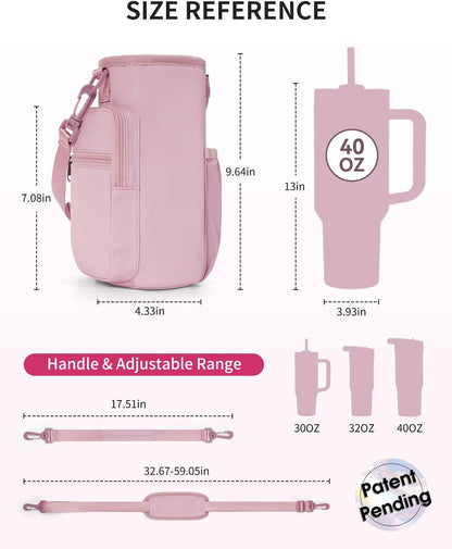 sportsnew Magnetic Gym Bag for Women Men, Crossbody Insulated Cup Sleeve Water Bottle Carrier Holder with Strap for 40oz Tumbler with Handle, 4 Built-in Magnets Small Gym Bag for Workout, Walking