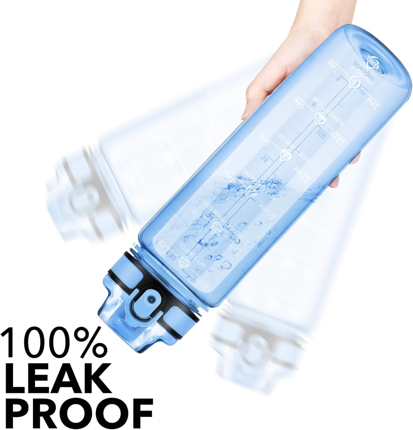 32oz Water Bottle with Time Marker, Motivational Drinking Bottle with Strap, BPA-Free Leak-Proof, Encouraging Water Bottle Time to Drink Water for Gym School Office Travel