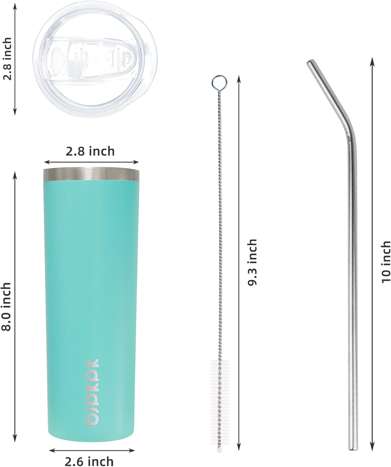 BJPKPK Skinny Tumbler with Lid 20 oz Stainless Steel Vacuum Insulated Double Wall Travel Coffee Water Tumblers Cup,White