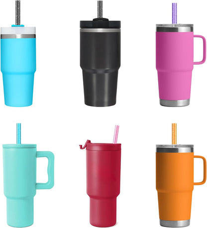 Replacement Straw Compatible with Stanley 40 oz 30 oz Cup Tumbler, 6 Pack Reusable Straw with Cleaning Brush, Plastic, Clear