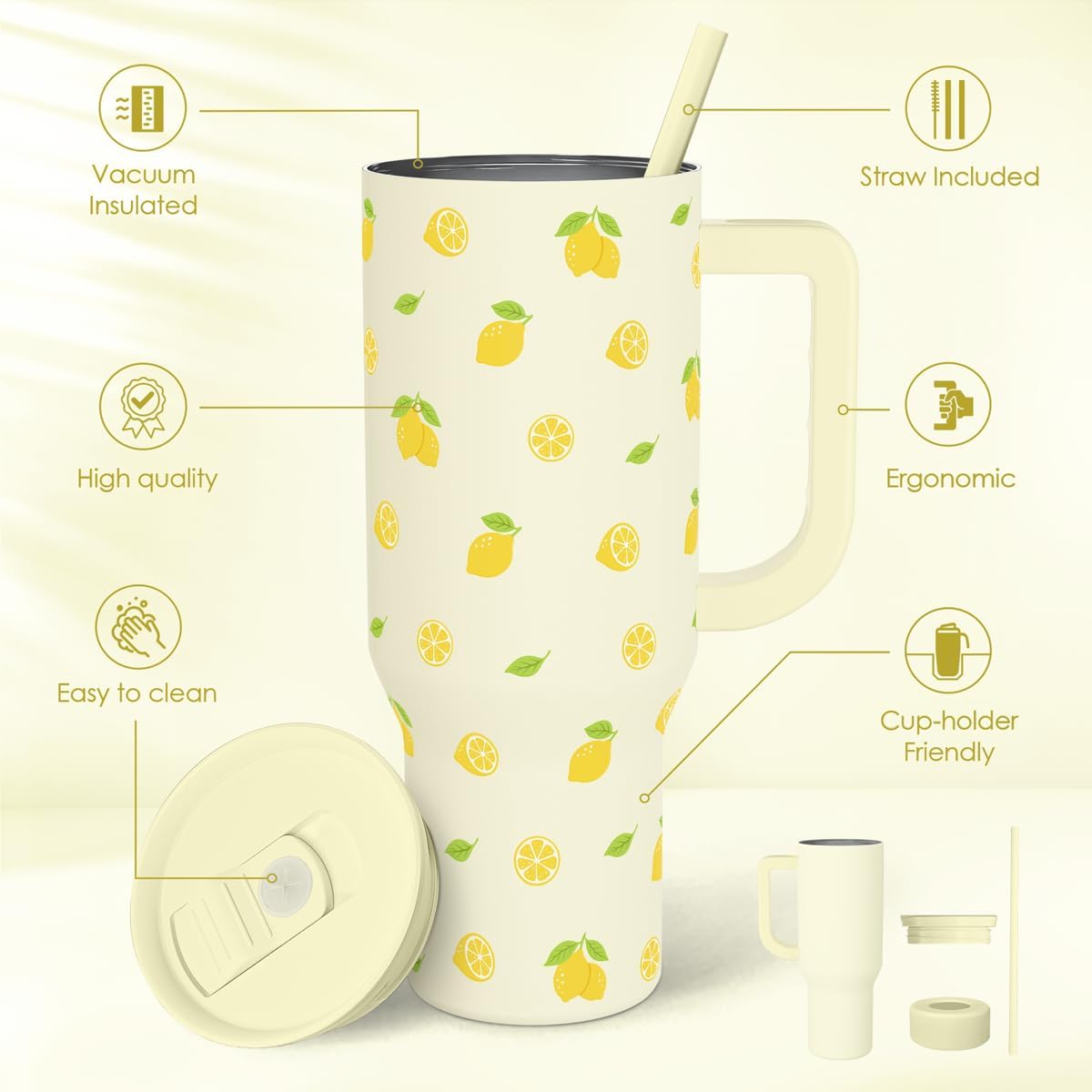 SANDJEST Pickleball 40oz Tumbler With Handle and Straw, Pickleball Queen Insulated Stainless Steel Travel Coffee Mug for Women Girls Players, Gift Idea for Birthday Christmas Mothers Day