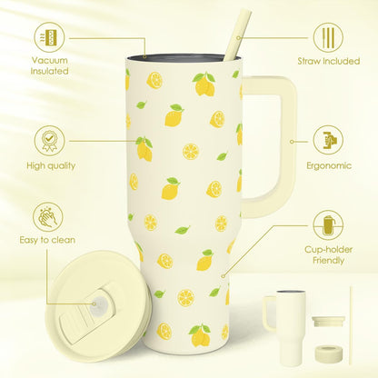 SANDJEST Pickleball 40oz Tumbler With Handle and Straw, Pickleball Queen Insulated Stainless Steel Travel Coffee Mug for Women Girls Players, Gift Idea for Birthday Christmas Mothers Day