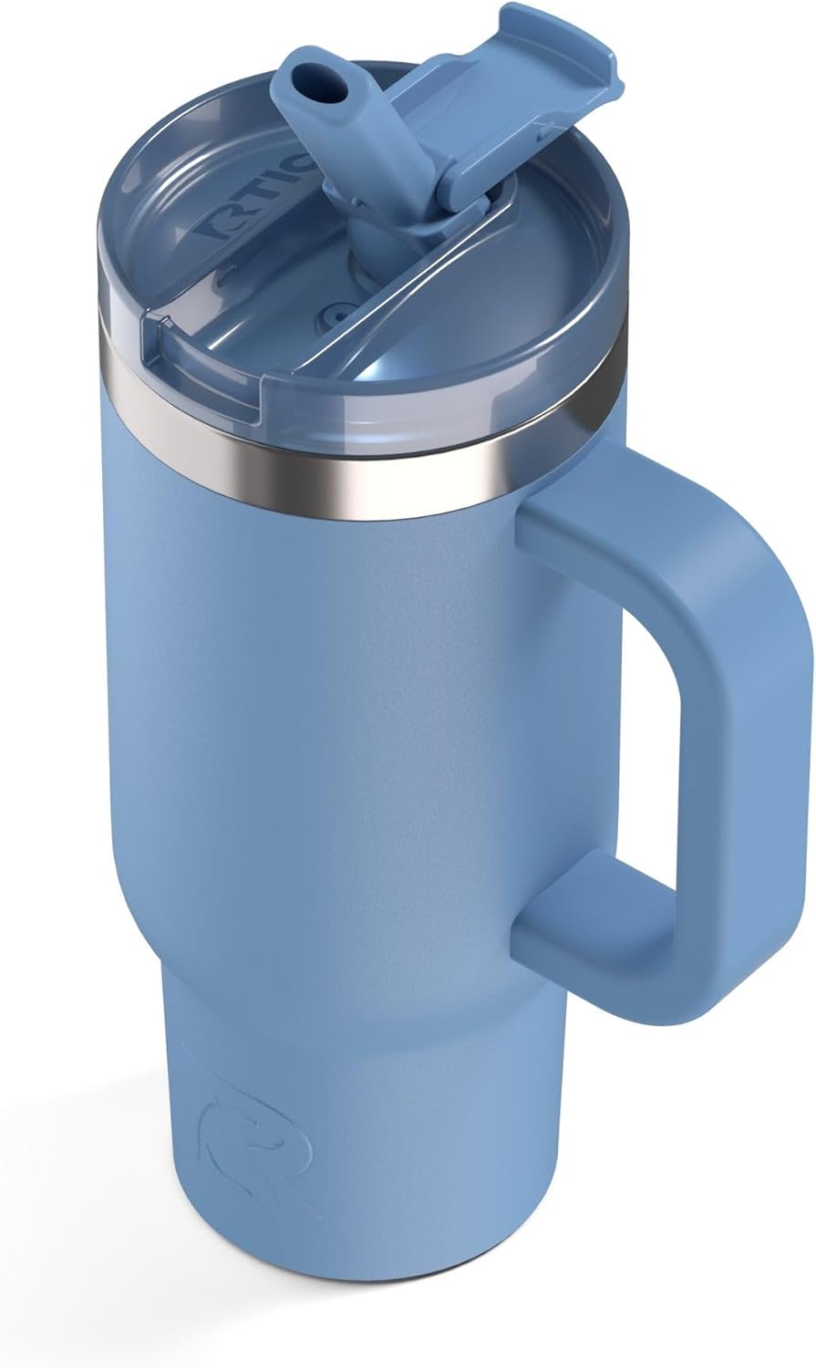 RTIC Little Road Trip Tumbler 16oz for Kids with Straw Lid and Handle, Ceramic Lined, Insulated Stainless Steel Travel Water Mug Cup, Leak-Proof, RTIC Ice Glitter