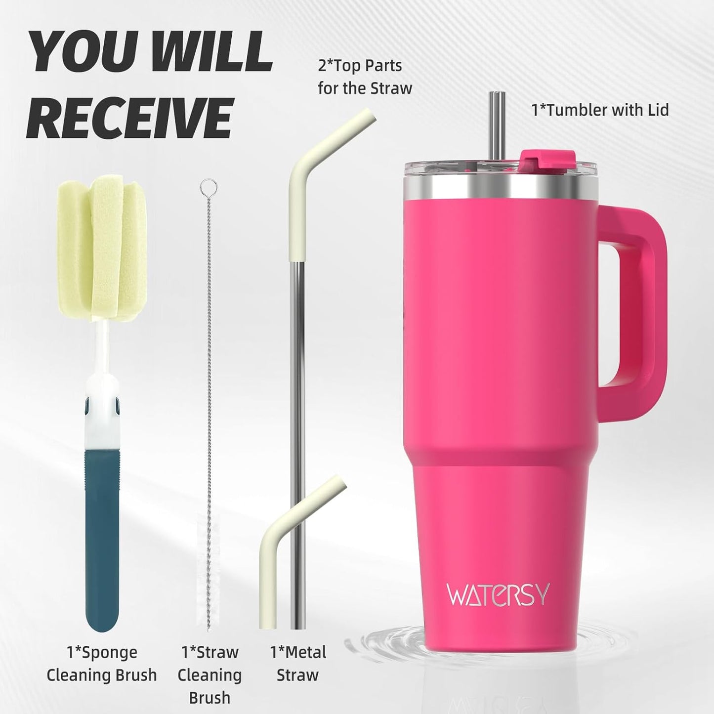 40 oz Tumbler with Handle,Tumbler with Lid and Straw,Double Wall Insulated Cup Stainless Steel Travel Mug(Cold for 34 Hours),Water Bottle for Iced Tea,Coffee,Cold Beverages(Purple)