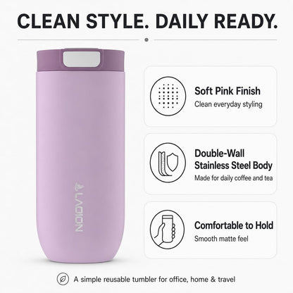 LAOION 17 oz Insulated Coffee Tumbler, Stainless Steel Travel Coffee Mug with Slider Lid, Reusable Iced Coffee Cup for Office, Car, Commute, Gray