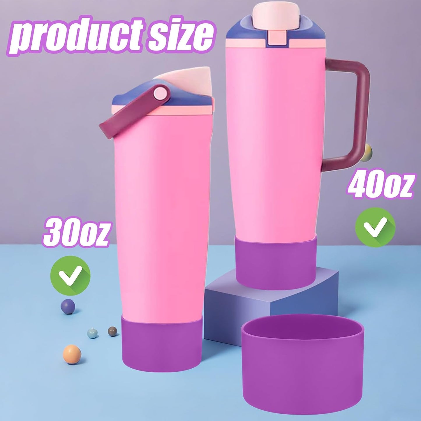 Mity rain 2PCS Protective Silicone Boots for Owala 30oz & 40oz FreeSip Sway Bottles & Tumblers - Accessories for owala, Enhances Stability & Prevents Scratches(Black Cherry)