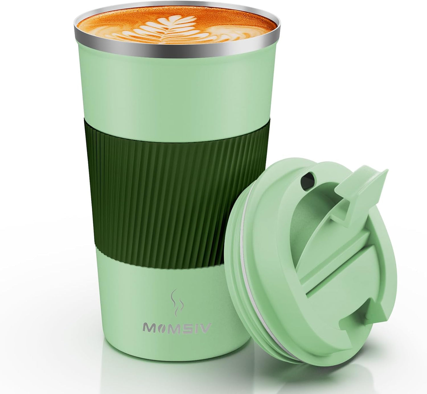MOMSIV 12oz Travel Mug, Insulated Coffee Cup with Leakproof Lid, Travel Coffee Mug Vacuum Stainless Steel Double Walled Reusable Coffee Cup for Hot and Cold Water Coffee