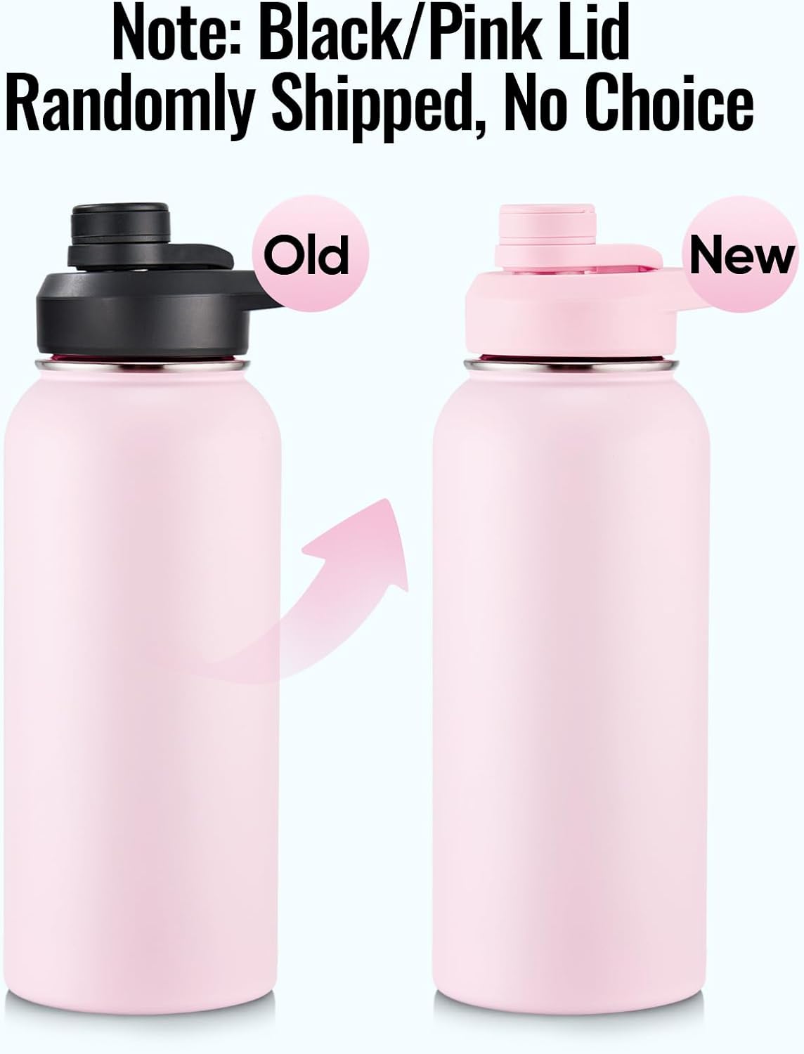 Fijinhom 24 oz Insulated Water Bottle with Handle, 304 Stainless Steel Water Bottles with Wide Mouth, Double Wall Vacuum Sports Water Bottle, BPA Free, Keep Cold and Hot, Black | with Handle