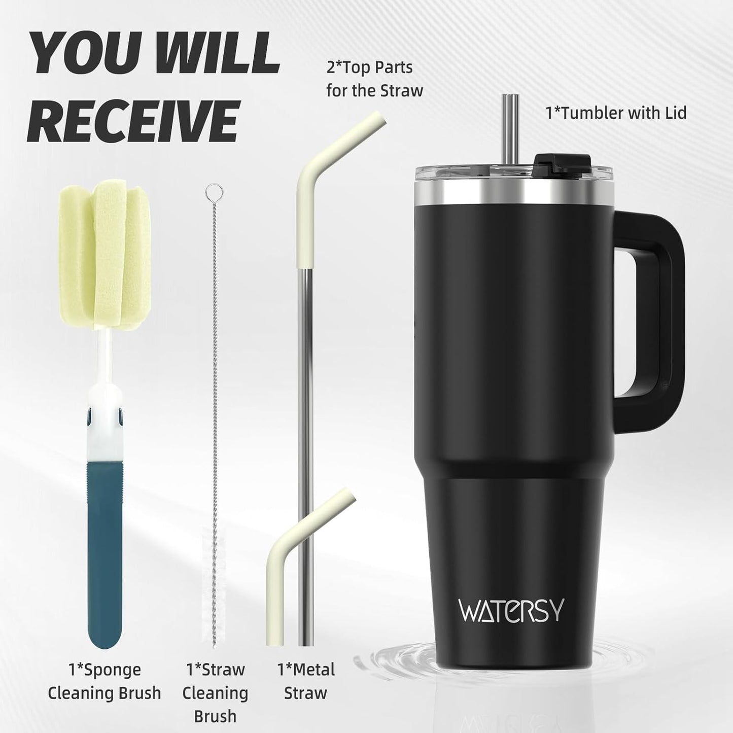 40 oz Tumbler with Handle,Tumbler with Lid and Straw,Double Wall Insulated Cup Stainless Steel Travel Mug(Cold for 34 Hours),Water Bottle for Iced Tea,Coffee,Cold Beverages(Purple)