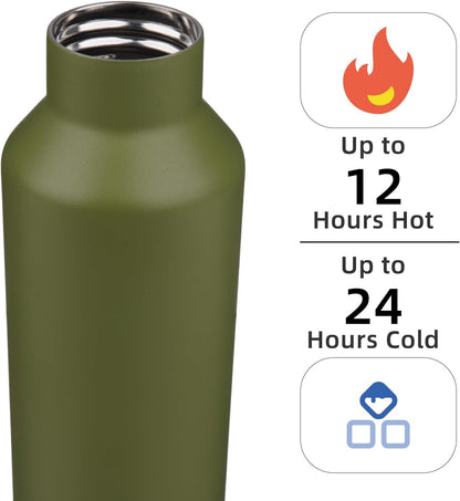 Konokyo Insulated Water Bottle with Straw,25 OZ Double Wall Vacuum Stainless Steel Water Flask with 2 Lids,Black