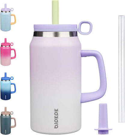 BJPKPK 50oz Insulated Tumbler with Handle Stainless Steel Travel Coffee Mug with Lid Reusable Large Water Bottle with Straw,Sky
