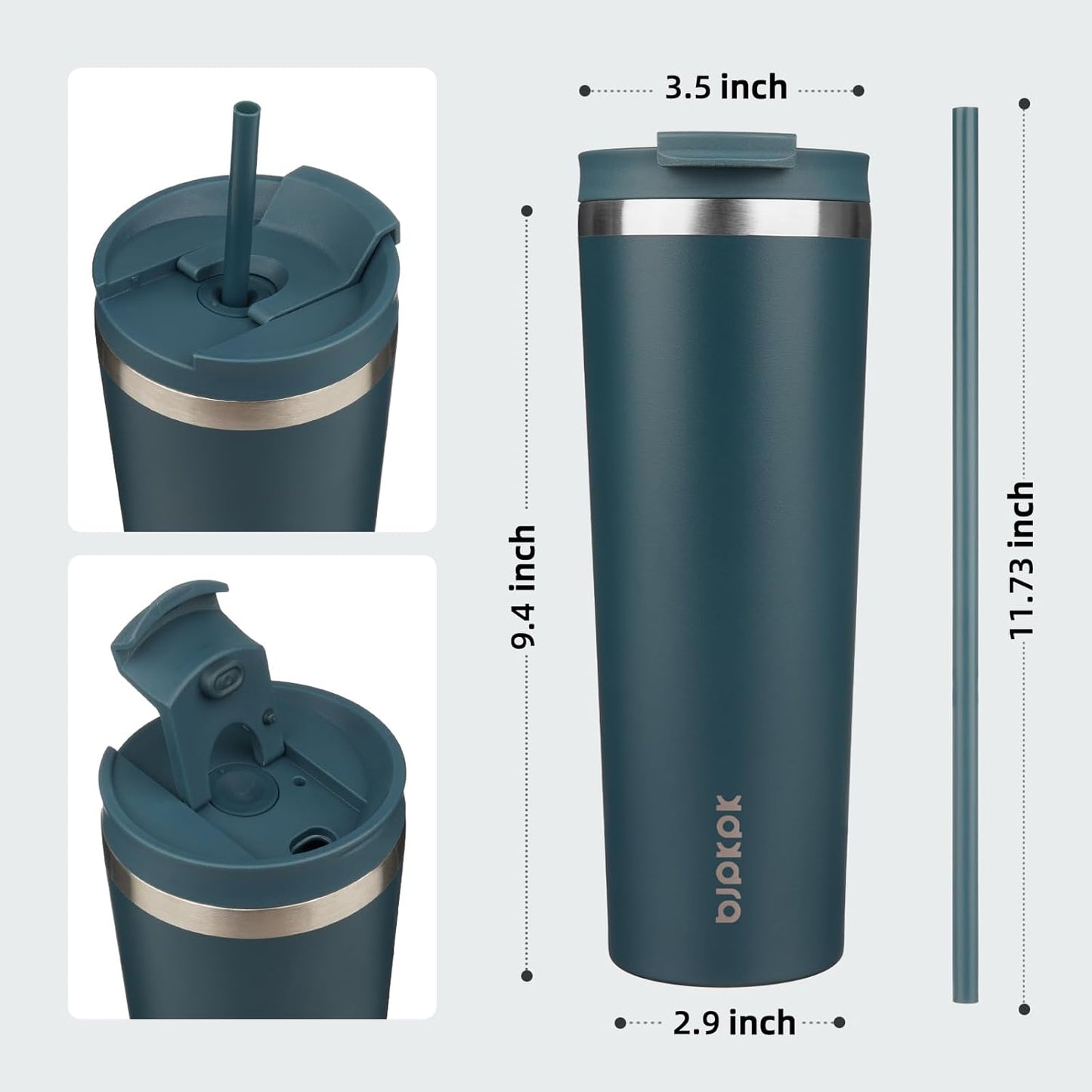 BJPKPK 4 Pack Tumbler with Lid and Straw,30oz Insulated Tumblers Bulk Reusable Travel Coffee Mug, Dishwasher Safe Double Wall Vacuum Insulated Cup Gift for Men Women,Light Blue Leopard