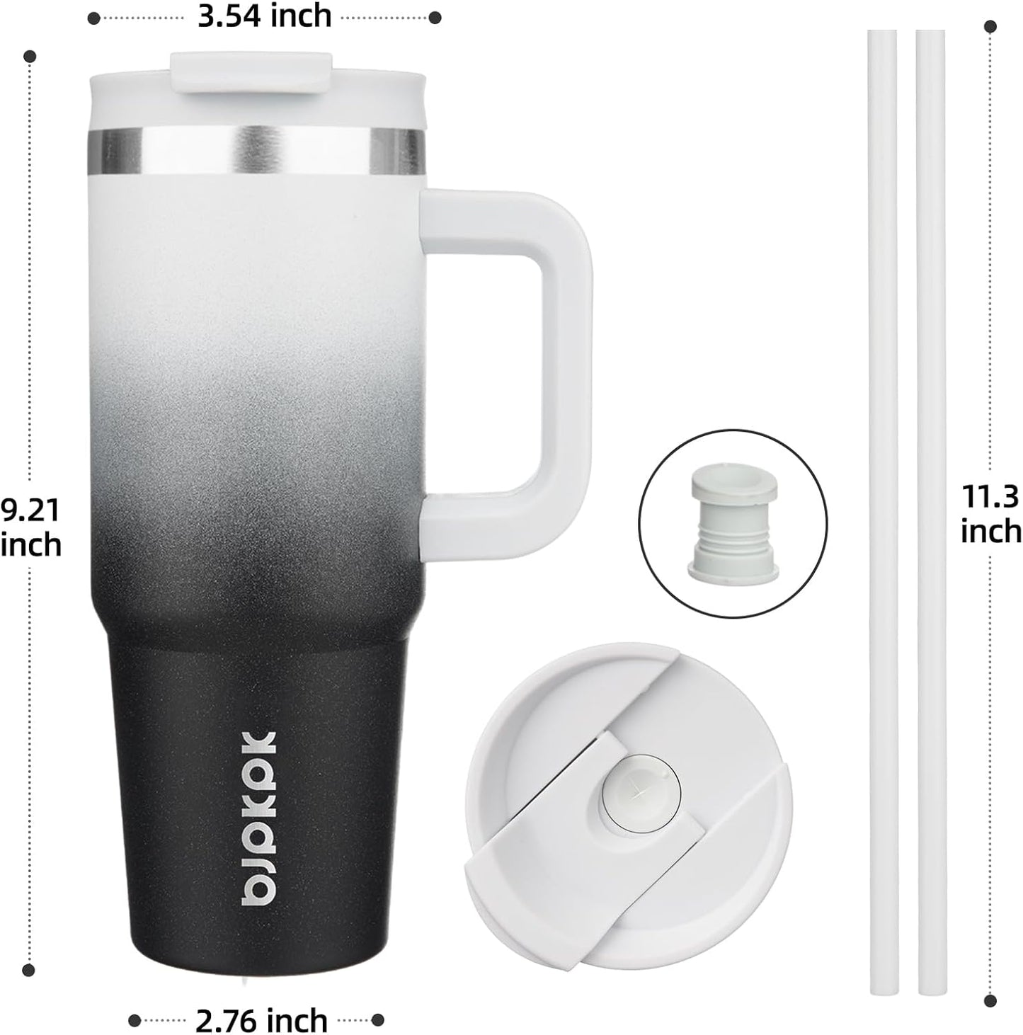 BJPKPK 30oz Stainless Steel Insulated Tumbler With Handle And Lid Straw Travel Coffee Mug Thermal Cup,Black