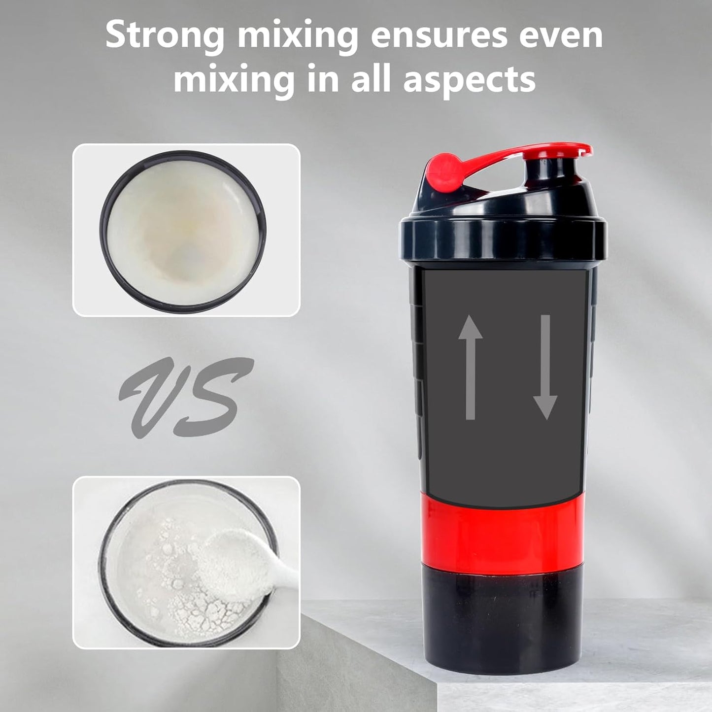 XTK Shaker Bottle 16OZ Protein Shaker Bottles with Mix Ball Sports Water Bottle Leak Proof GYM Cup for Protein Mixes with Powder Storage & Pill Organizer, Ideal for Pre Workout,BPA Free(black)
