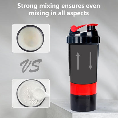 XTK Shaker Bottle 16OZ Protein Shaker Bottles with Mix Ball Sports Water Bottle Leak Proof GYM Cup for Protein Mixes with Powder Storage & Pill Organizer, Ideal for Pre Workout,BPA Free(black)
