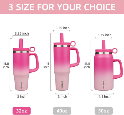 BJPKPK 50oz Insulated Tumbler with Handle Stainless Steel Travel Coffee Mug with Lid Reusable Large Water Bottle with Straw,Sky