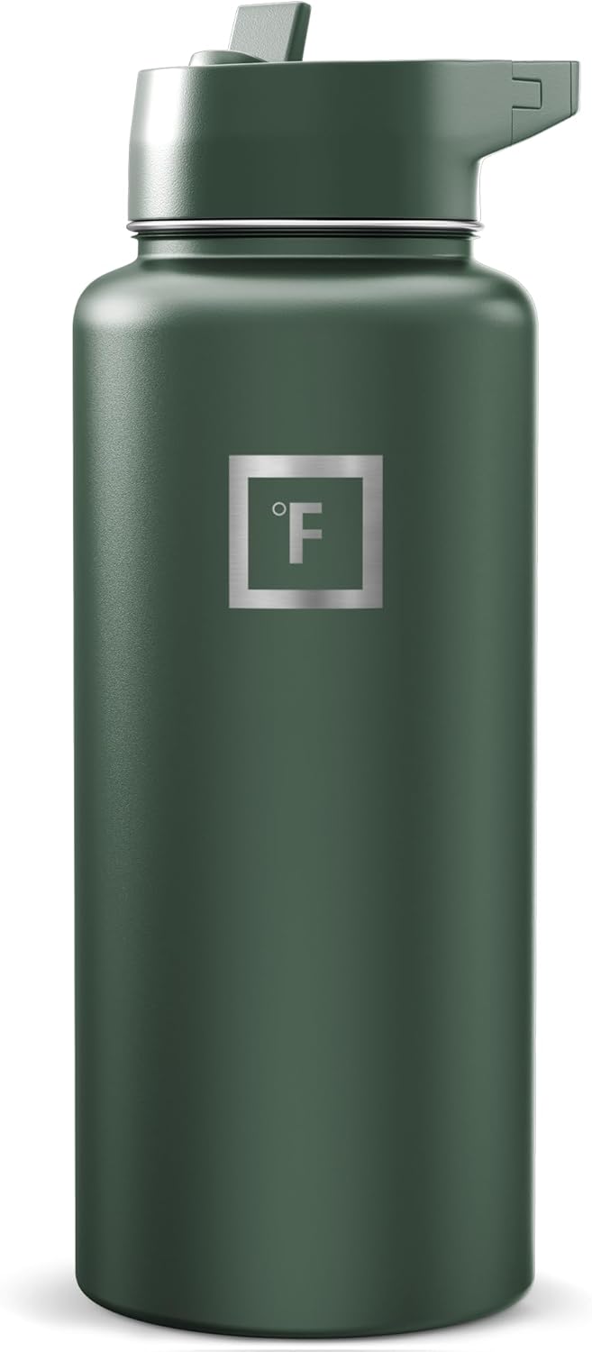 IRON °FLASK Camping & Hiking Hydration Flask with Straw, Wide Mouth Insulated Stainless Steel Sports Water Bottle - 22 oz Aurora