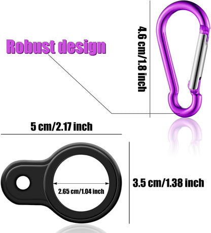 Boao 5 Sets Silicone Water Bottle Carrier with 5 Pieces Keychain Clip Key Ring Clip for Outdoor Activities or Daily Use (Black, Silver, Yellow, Purple and Green)