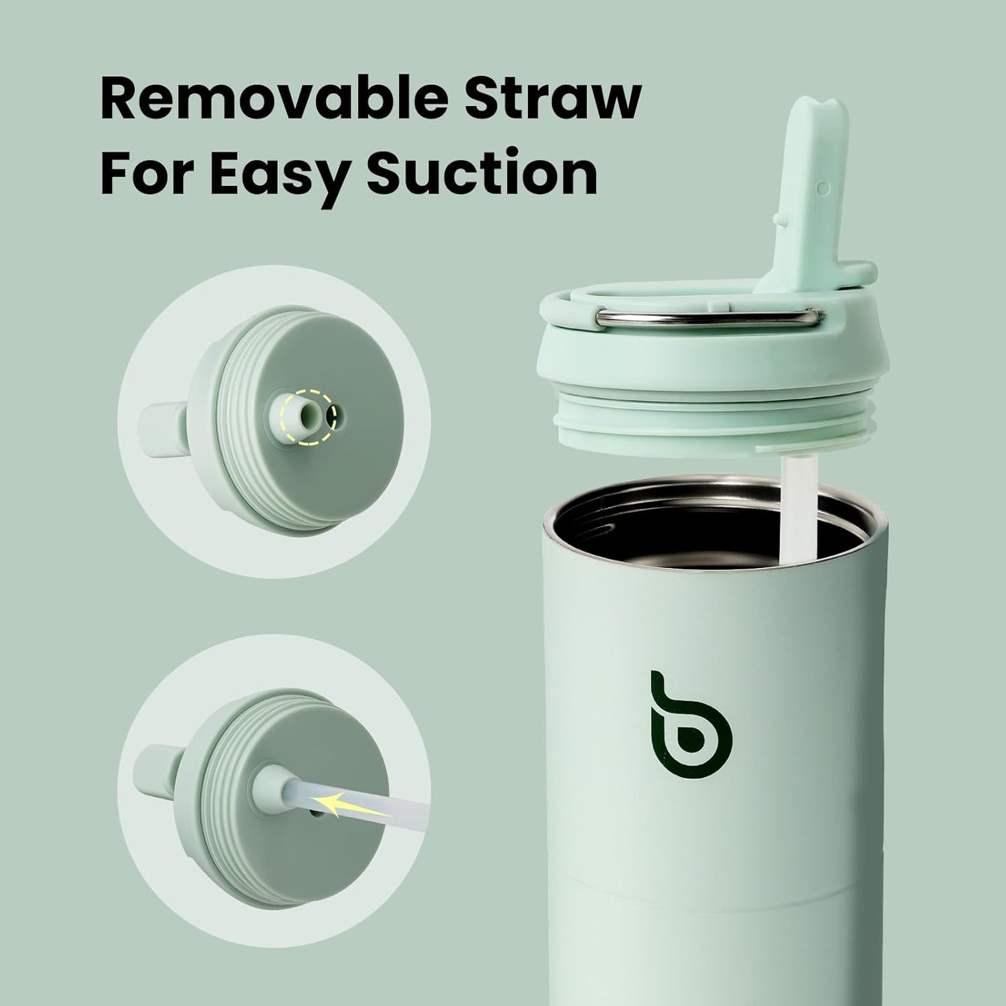 BOTTLE BOTTLE Insulated Water Bottle 24oz with Straw Lid and Handle for Sports Travel Gym Stainless Steel Water Bottles Double-Wall Vacuum Metal Leak Proof BPA-Free