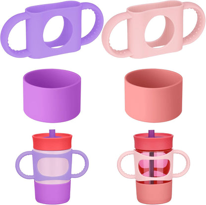 NiHome Silicone Double Handle & Boot Fit for Owala Kids’ Tumbler Zak Kelso Tumbler 12oz 15oz, Easy to Install for Toddlers to Grip & Train, Shock-Absorbing Bottom Sleeve Drop Protection (Blue)