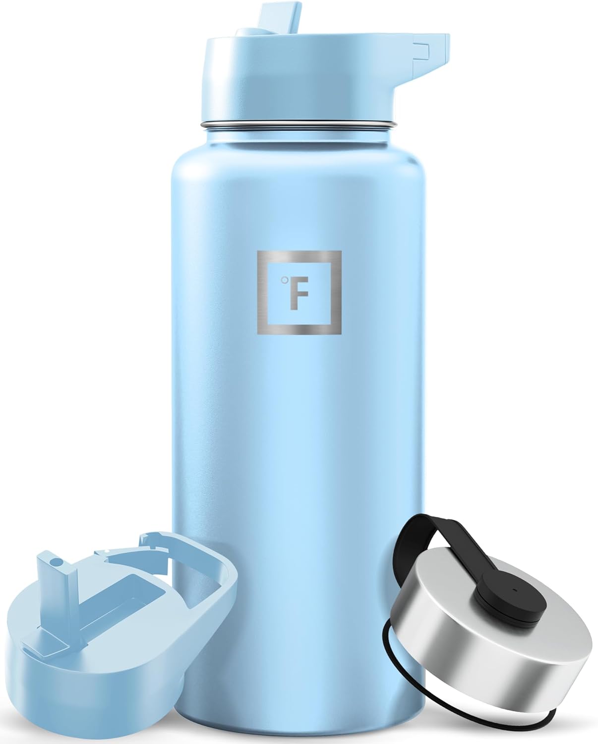 IRON °FLASK Camping & Hiking Hydration Flask with Straw, Wide Mouth Insulated Stainless Steel Sports Water Bottle - 22 oz Aurora