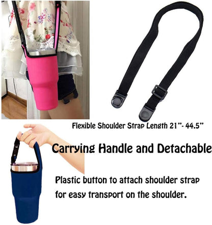 4PCS Tumbler 30oz Carrier Holder Pouch with Shoulder Strap, Fit for YETI, Rtic, Atlin, Ozark Trail, Rambler, Neoprene Sleeve with Carrying Handle