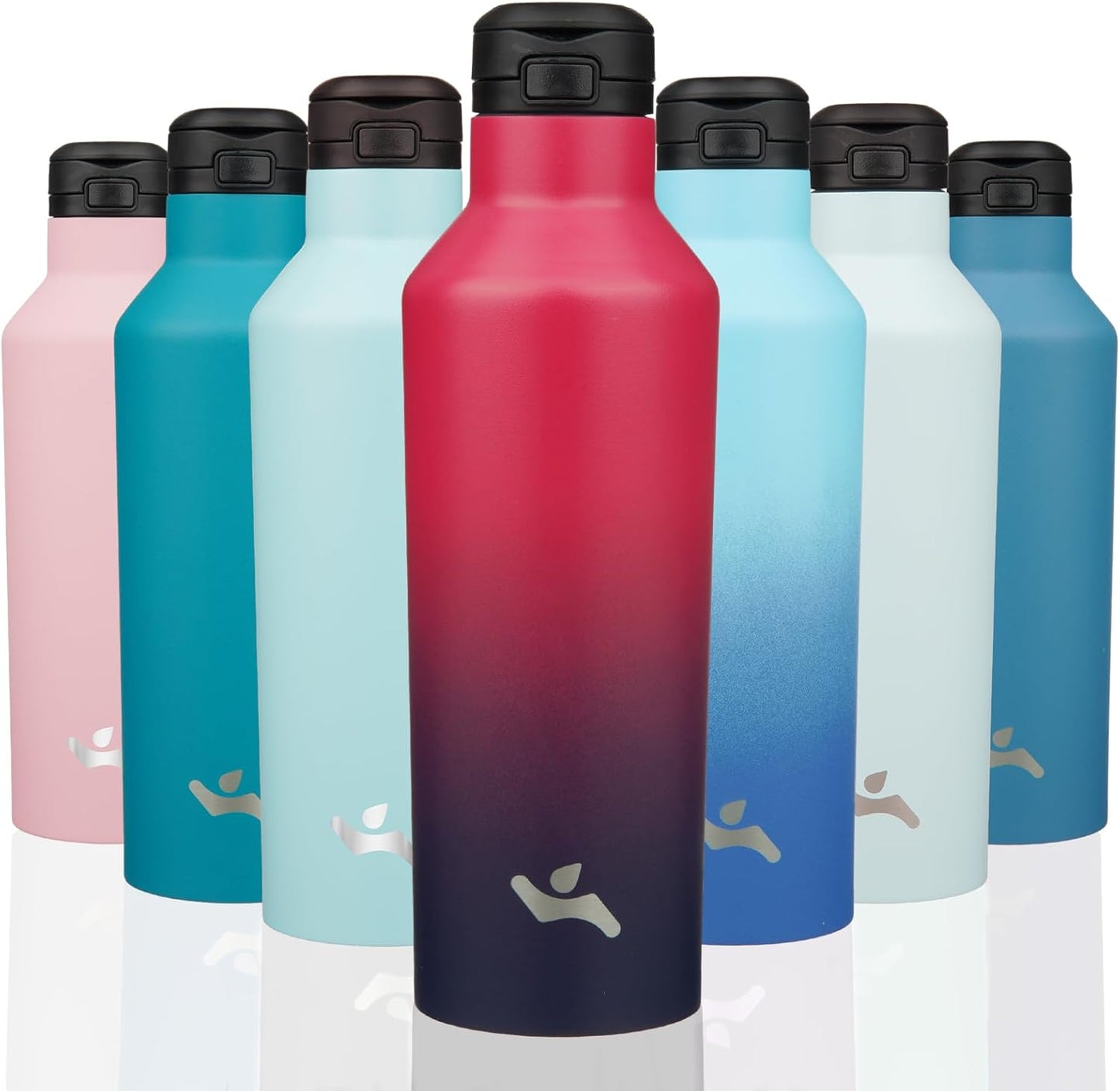 Konokyo Insulated Water Bottle with Straw,25 OZ Double Wall Vacuum Stainless Steel Water Flask with 2 Lids,Black