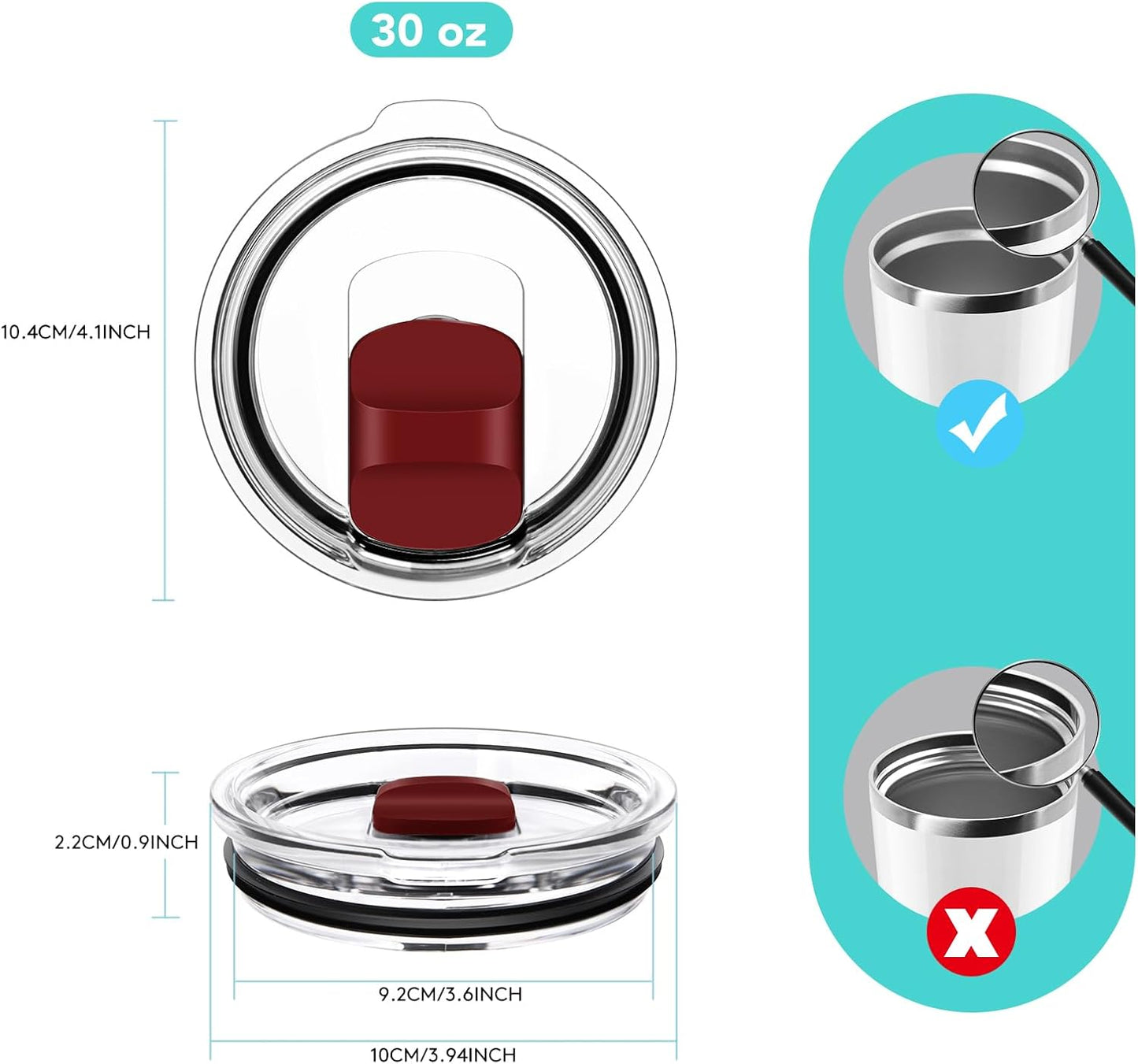 30 oz Tumbler Lid, Replacement Lids Compatible for YETI 30/32 oz Tumbler, 14 oz Mug and 35 oz Straw Mug, 2 Pack Travel Spill Proof Cup Lids Covers with Magnetic Slider Switch, BPA Free