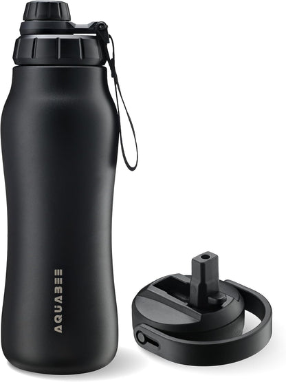 Insula Stainless Steel Water Bottle with Spout & Straw lid, BPA Free & Leakproof, Double Walled Vacuum Insulated water bottle for Sports, Bike, Travel & Hiking (Ocean Blue, 24 Oz)