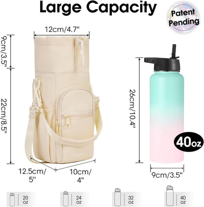 sportsnew Water Bottle Holder 40oz Crossbody Insulated Cup Sleeve Water Bottle Carrier Sling Bag with Phone Pocket, Walking