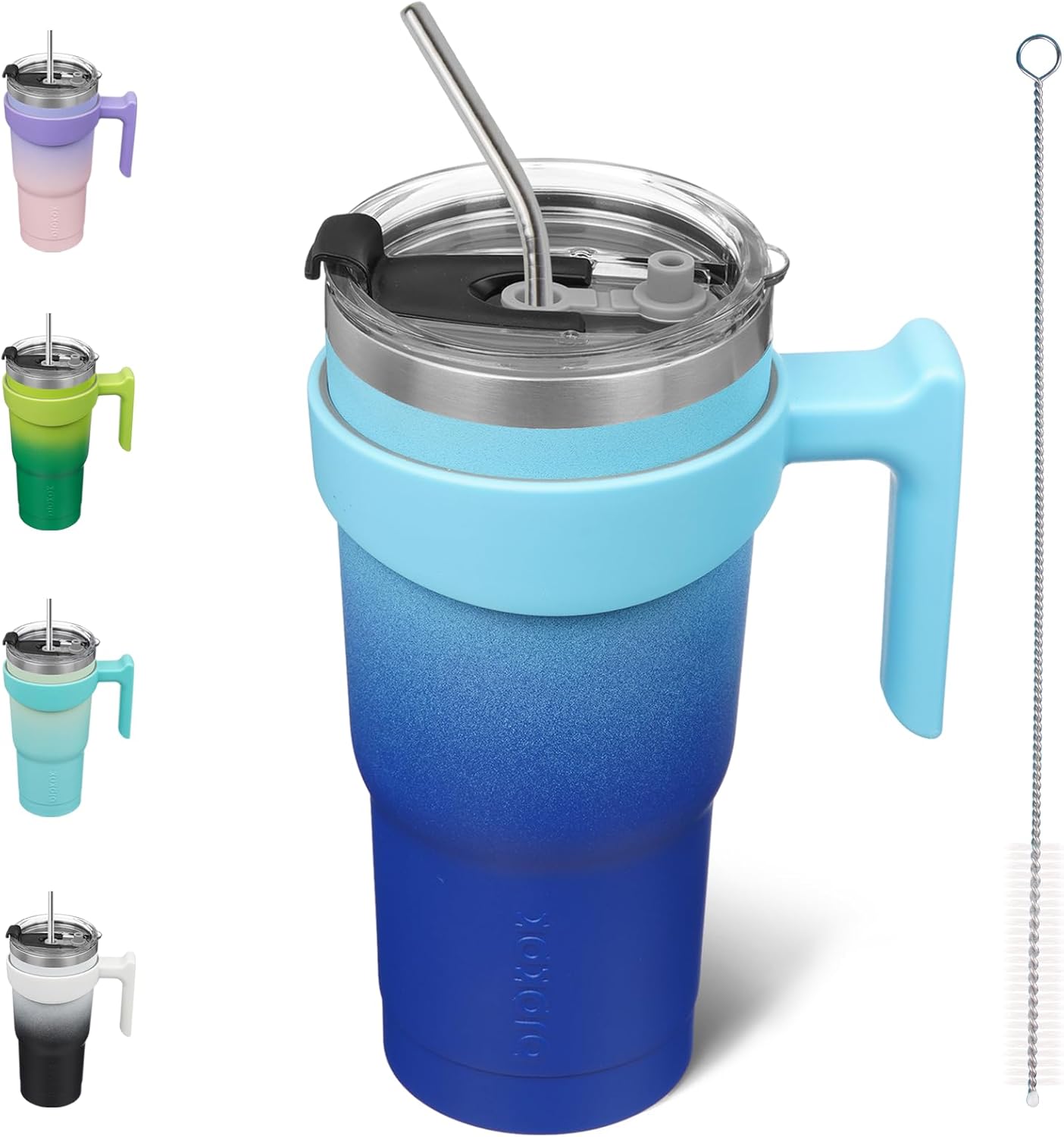 BJPKPK Tumbler With Handle And Straw Lid 40 oz Stainless Steel Insulated Coffee Tumbler Cups For Home, Office or Car,Turquoise