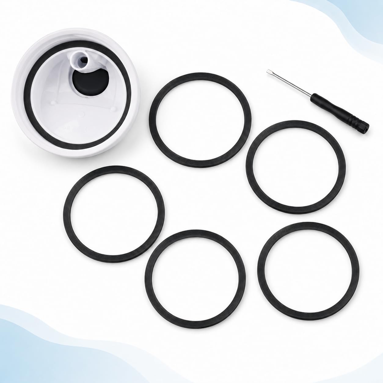 Joshey 6 Pack Rubber Seal Replacement Gaskets, Compatible with Owala Freesip 16/19/24/25/32/40oz Bottle Spout Lid - Silicone Gasket Replacement Parts