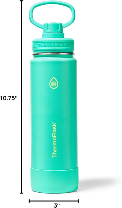 ThermoFlask Insulated Water Bottle with Spout Lid (24 oz, Lemonade Stand) - Leakproof, Stainless Steel Water Bottle for Cold & Hot Drinks, Travel & Daily Hydration