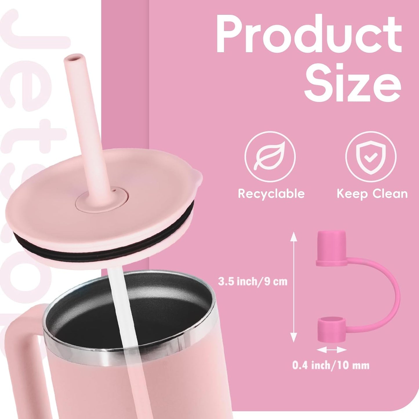 Jetstop Straw Cover Cap for Hydro flask tumblers - Dust Proof 10mm Silicone Stoppers compatible with Hydroflask Press-in Straw Lid