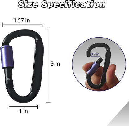 Paracord Keychain/Carabiner Clip - Jaymokes D Ring Metal Hook for Water Bottle, Key, Backpacks and More