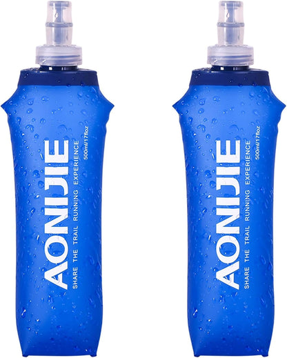 TRIWONDER Handheld Water Bottle for Running, Quick Grip Chill 17 oz Handheld Soft Water Bottle with Hand Strap Hydration Pack, BPA Sport Soft Flask (Blue)