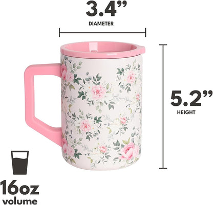Elemental Insulated Coffee Mug - Triple-Wall Stainless Steel Summit Travel Cup for Hot and Cold Drinks - Thermal Coffee Mug with Lid and Handle for Camping, Office & Travel 16oz - Rainbow Speckle