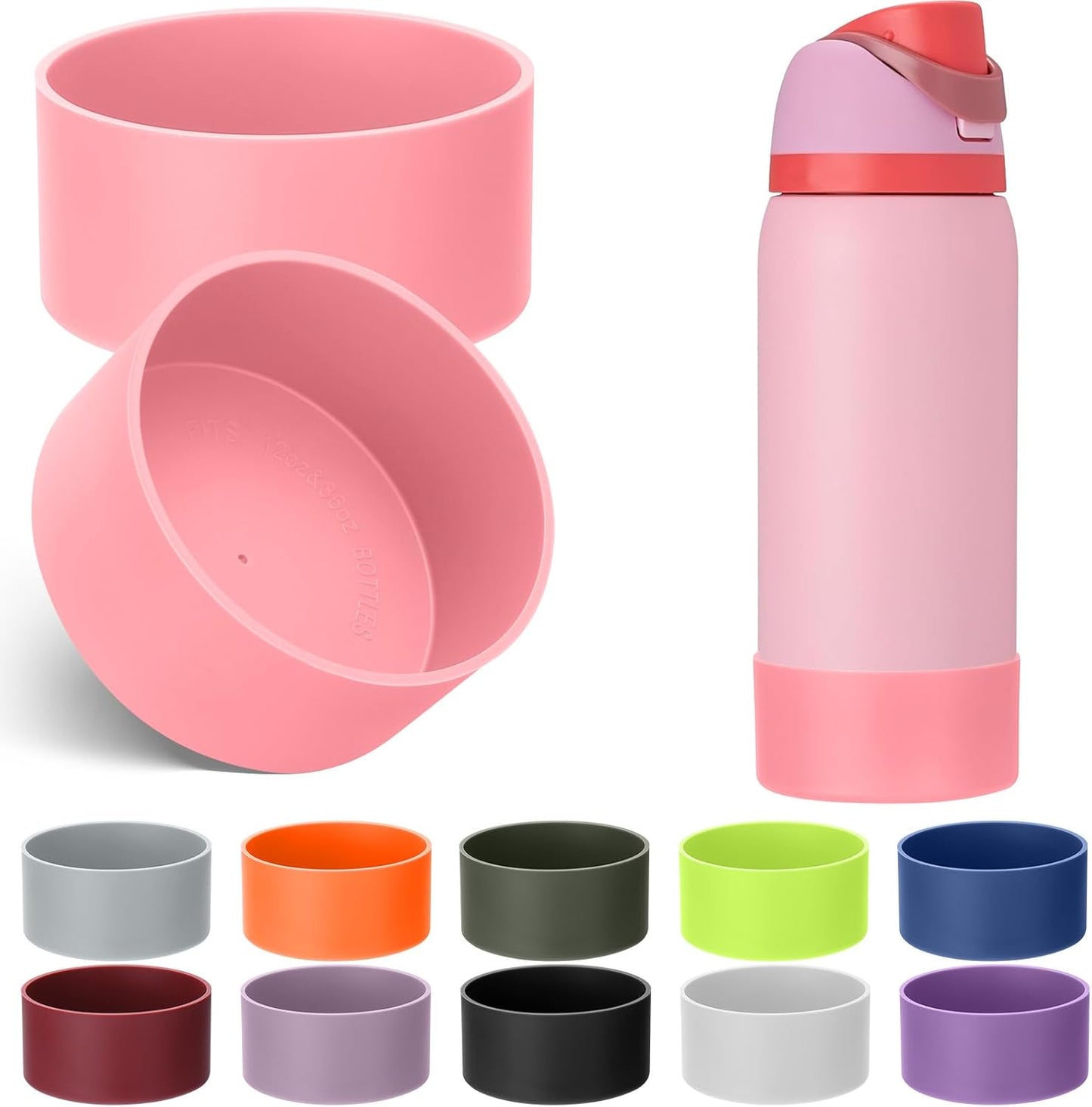 Mity rain 2PCS Silicone Boot for Owala Water Bottle 24 oz 32 oz, Anti-Slip Protective Sleeve Bottom Bumper Protector for FreeSip Stainless Steel Water Bottles Accessories