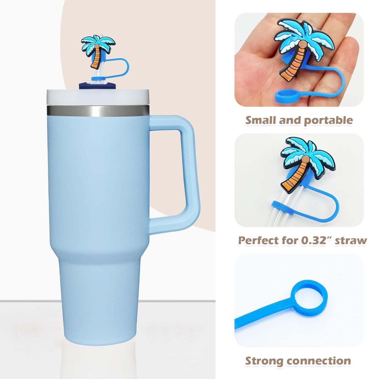 20Pcs Random Different Straw Cover Toppers for Stanley 40oz Cute Tumbler Straw Cap for 0.4inch Straws Stanley Cup Accessories