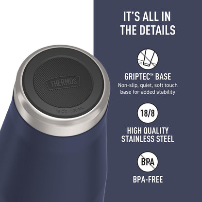 THERMOS ICON SERIES, Stainless Steel Tumbler with Slide Lock, 18 Ounce, Mystic Navy