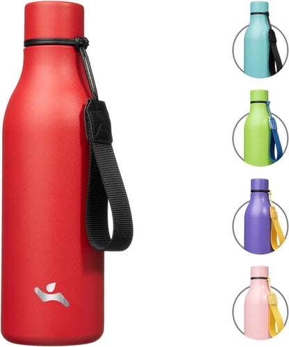Konokyo Insulated Water Bottle with Strap,18 oz Double Wall Stainless Steel Vacuum Bottles Metal Water Flask,Macaron Green - Colors A