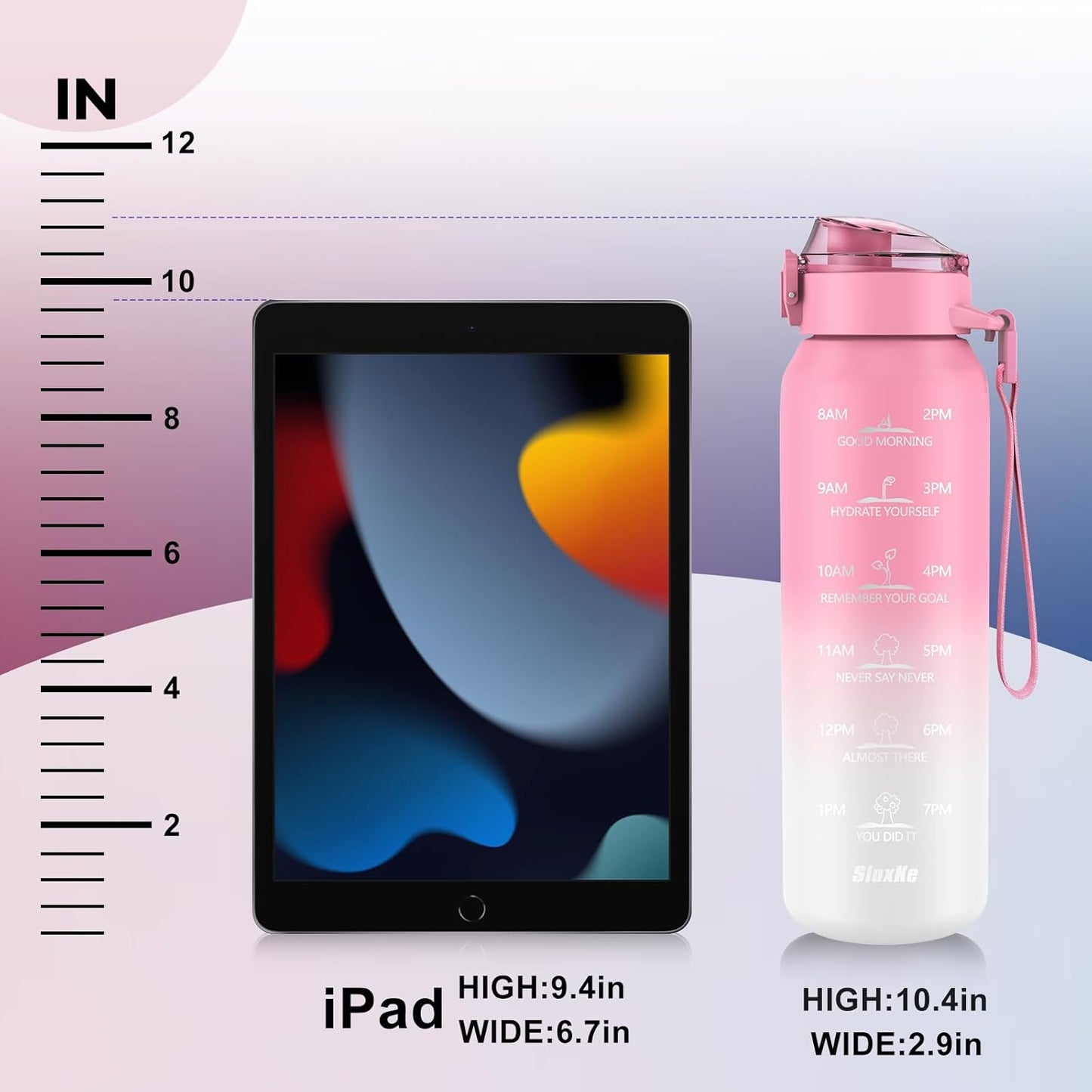 SLUXKE 24oz Insulated Water Bottle 18/10 Stainless Steel with 2Lids(Straw Lid& Spout Lids), 700ml Double Wall Vacuum Water Bottle with Handle Keep Cold and Hot for Men, Women & Kids PURPLE PINK