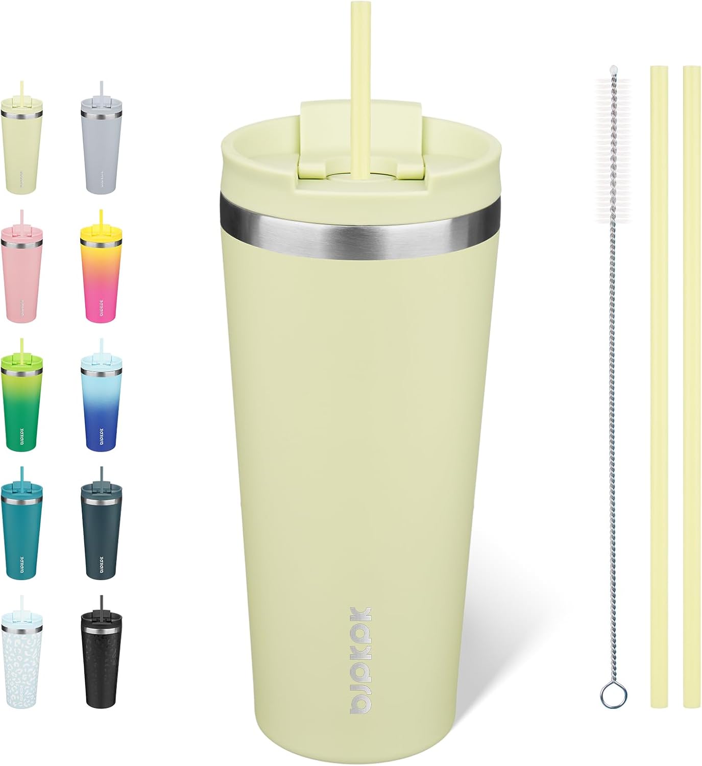 BJPKPK 22oz Insulated Tumbler With lid And Straw Stainless Steel Tumblers Travel Coffee Mug Reusable Thermal Cup,Sky