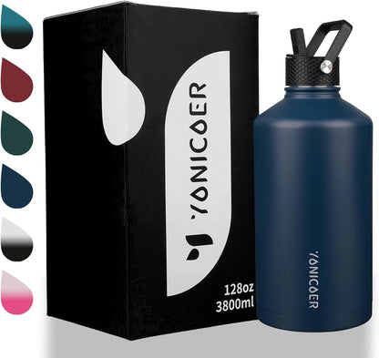 Insulated Water Bottle 40oz,Triple Wall Vacuum Stainless Steel(Dishwasher Safe),Leak Proof & Non-BPA,Flask Jug with Paracord Handle & Straw Spout Lids Sports Cherry Blossom